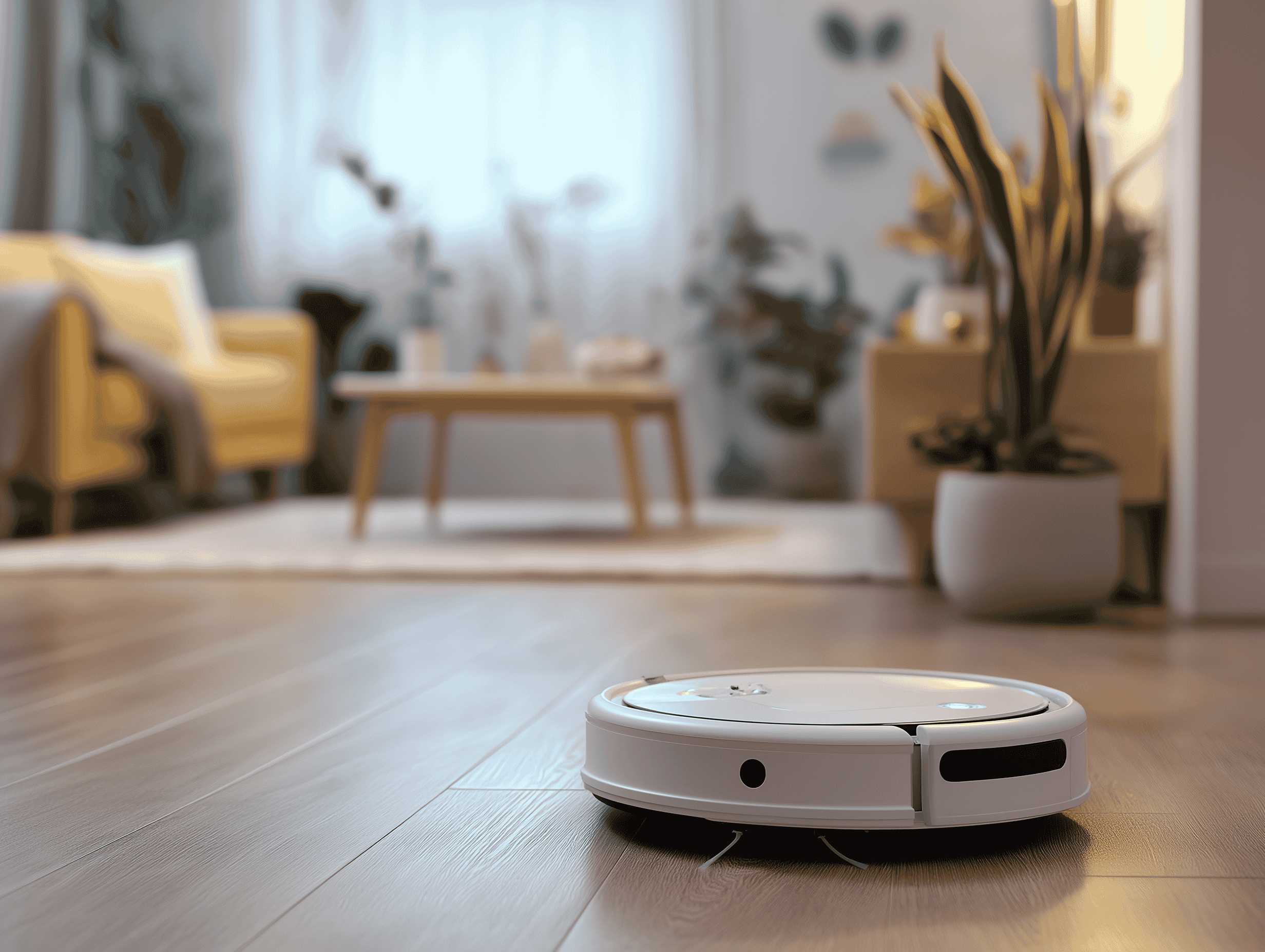 A smart thermostat displaying temperature and energy usage